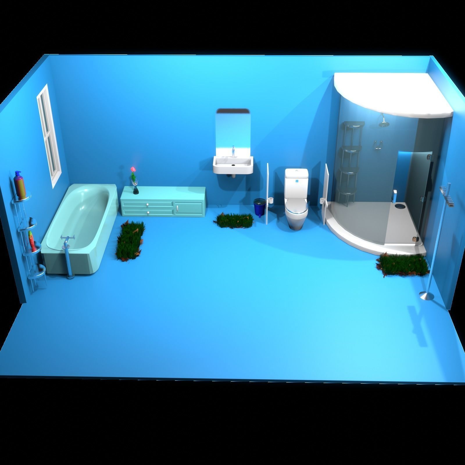 Bathroom sink with mirror on wall 3D model_10