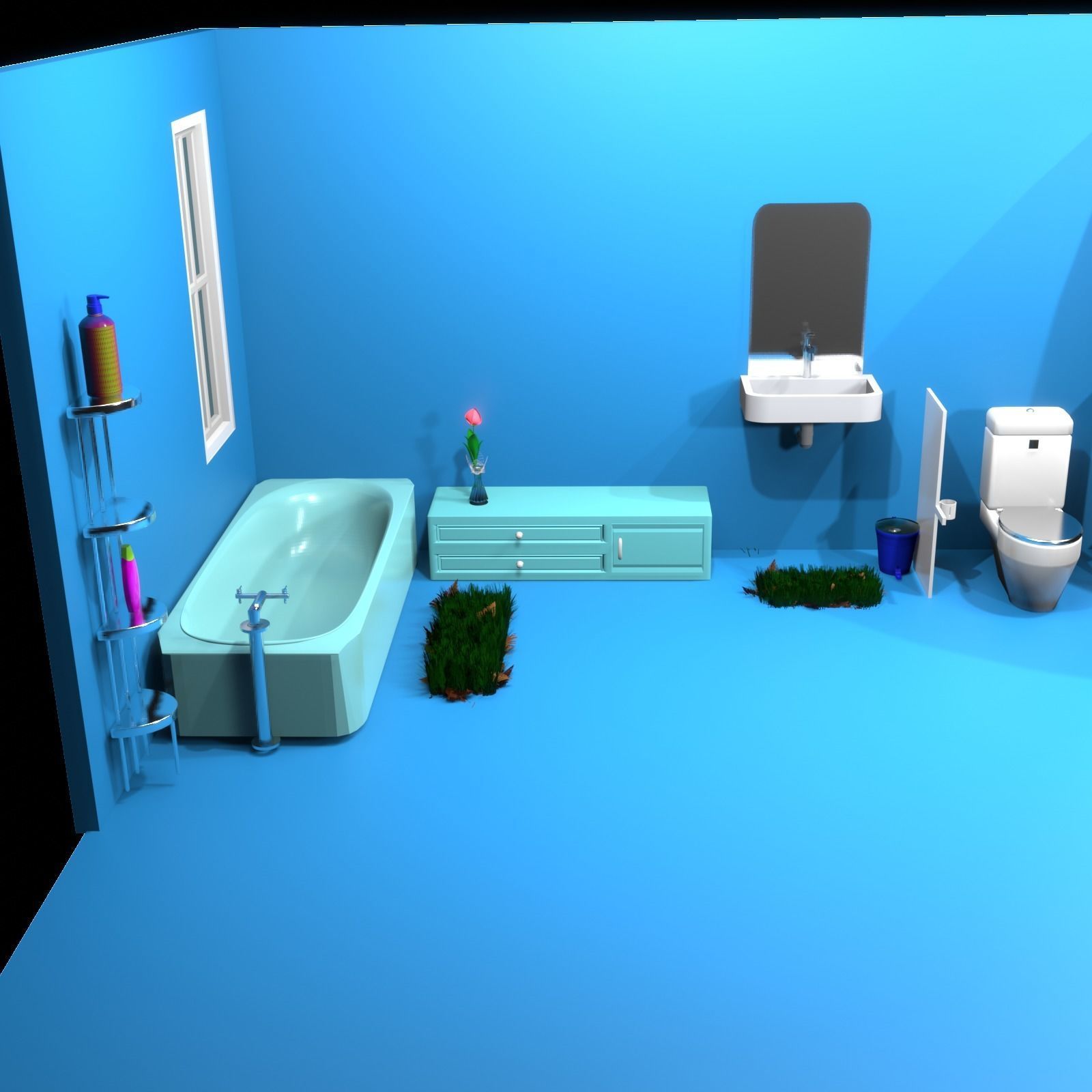 Bathroom sink with mirror on wall 3D model_5