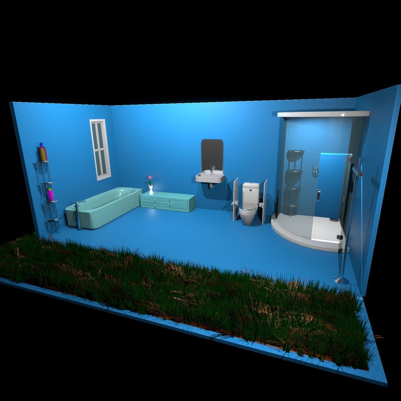 Bathroom sink with mirror on wall 3D model_14