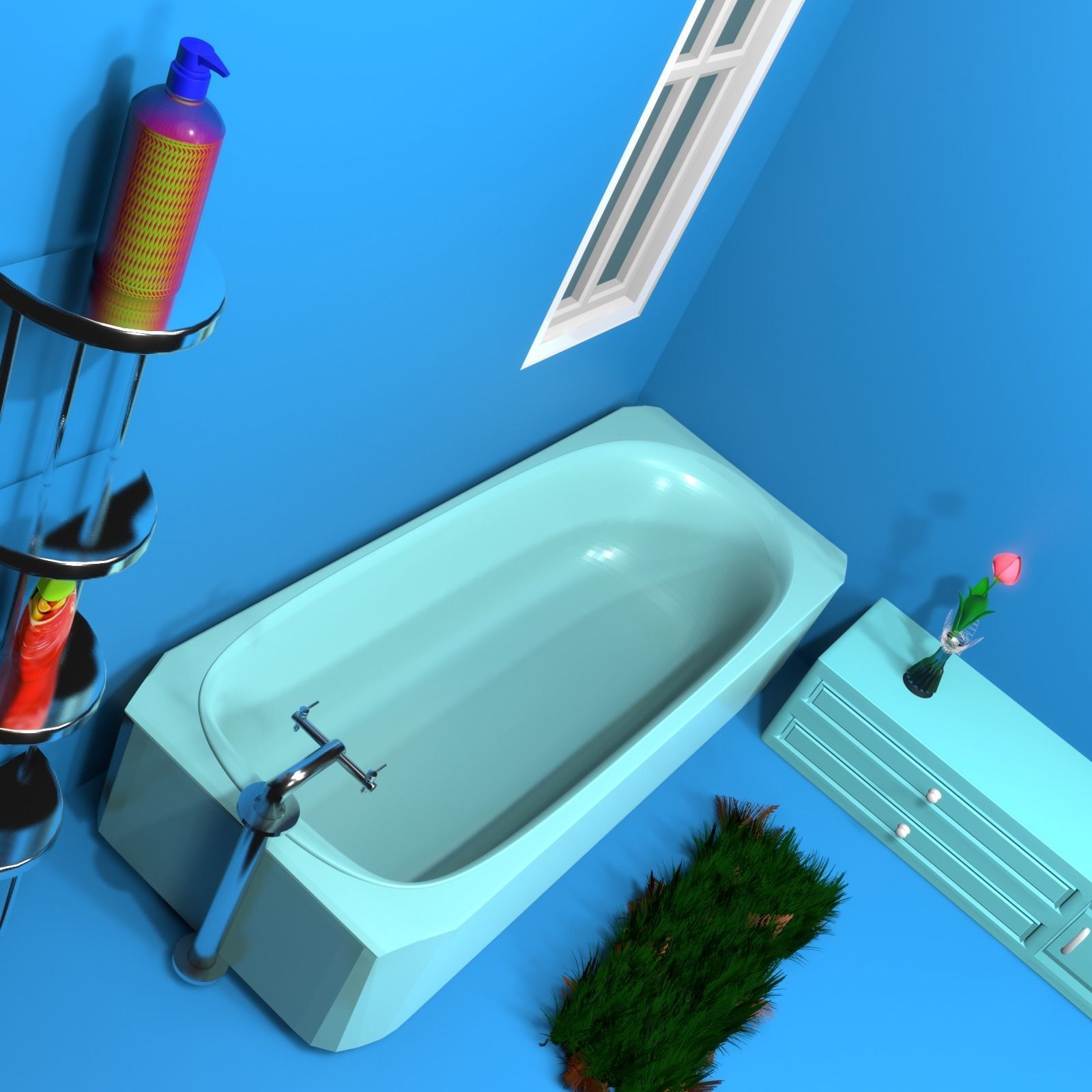 Bathroom sink with mirror on wall 3D model_8