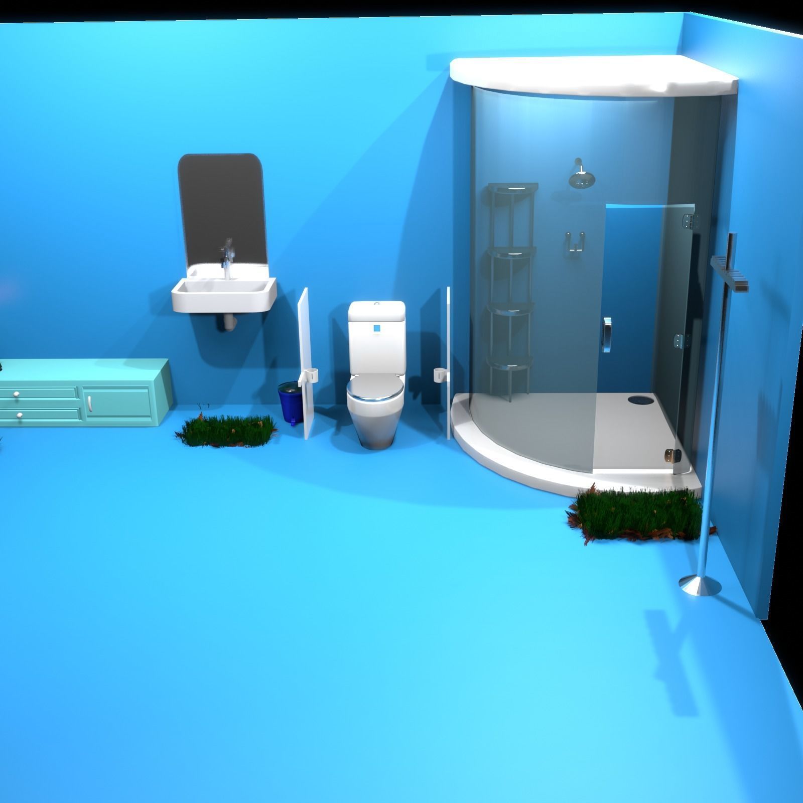 Bathroom sink with mirror on wall 3D model_6