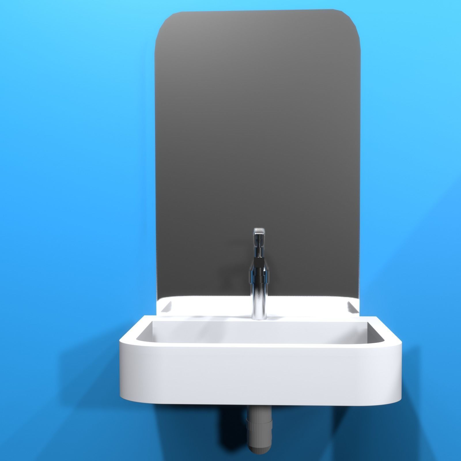 Bathroom sink with mirror on wall 3D model_9