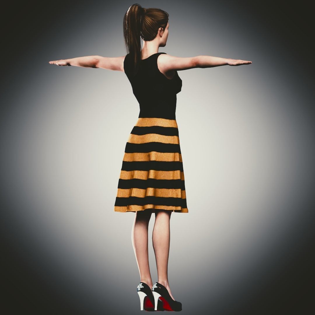 Rigged Clothed Woman 01 - with inner wears Low-poly 3D model_7
