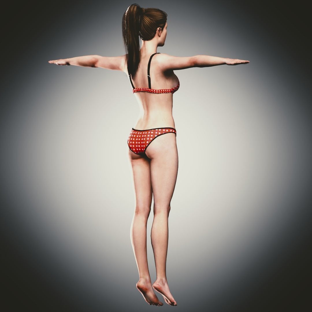 Rigged Clothed Woman 01 - with inner wears Low-poly 3D model_6