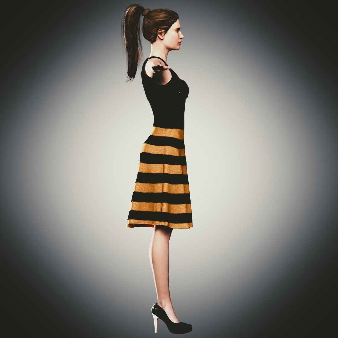 Rigged Clothed Woman 01 - with inner wears Low-poly 3D model_5