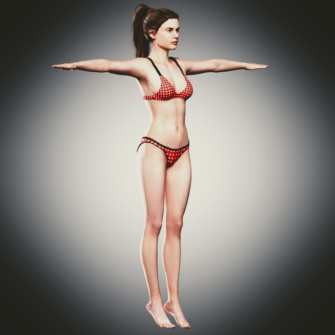 Rigged Clothed Woman 01 - with inner wears Low-poly 3D model_2