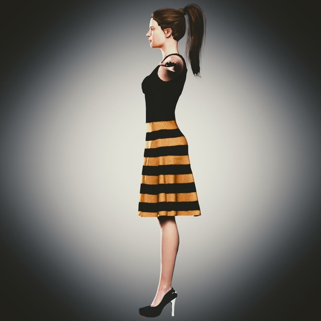 Rigged Clothed Woman 01 - with inner wears Low-poly 3D model_13