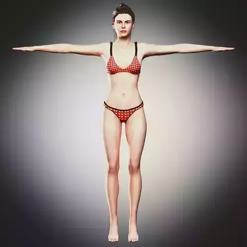 Rigged Clothed Woman 01 - with inner wears Low-poly 3D model