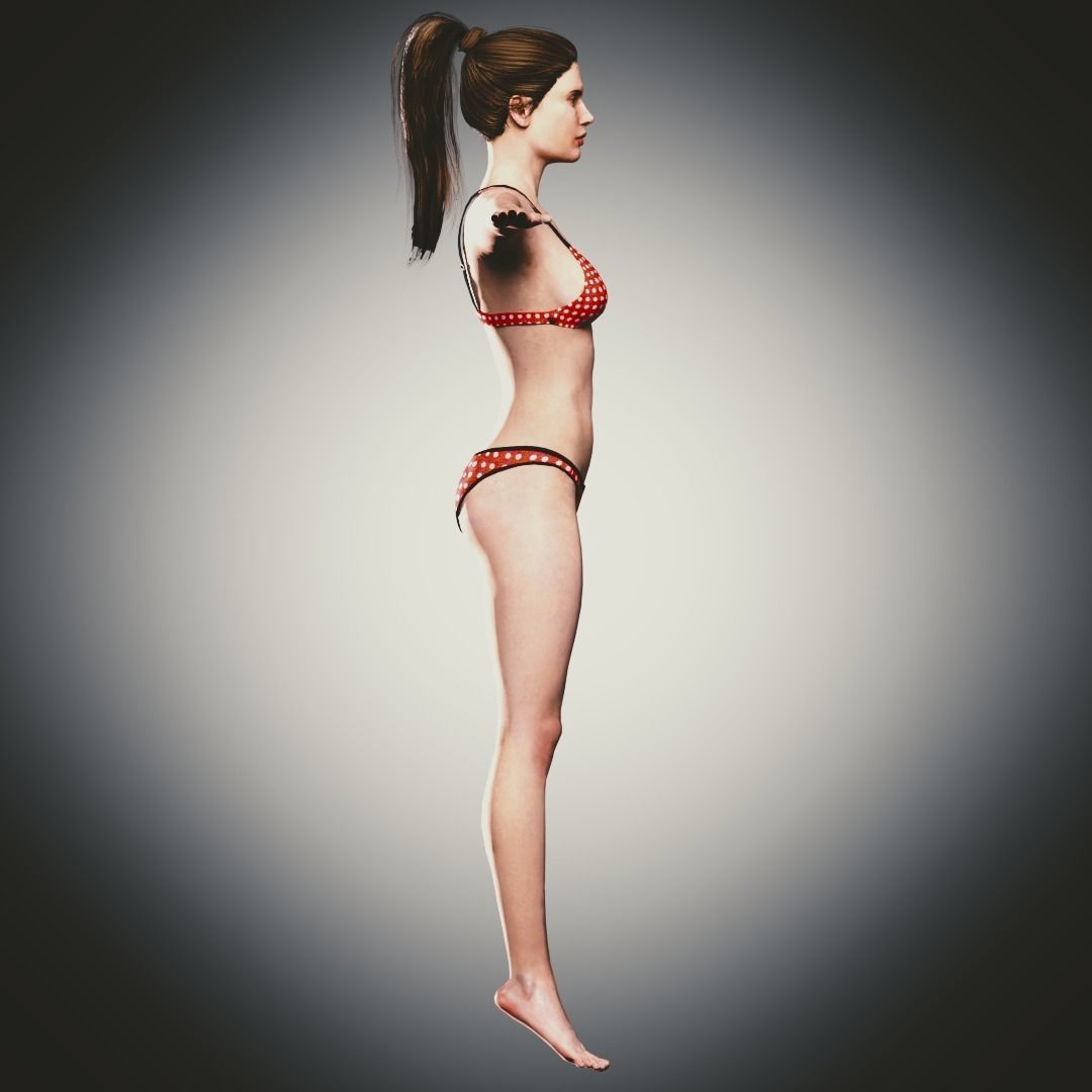 Rigged Clothed Woman 01 - with inner wears Low-poly 3D model_4
