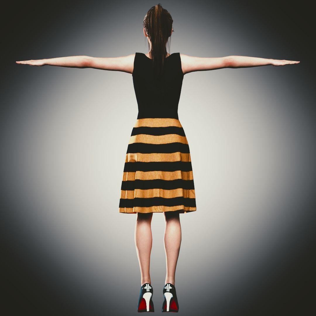 Rigged Clothed Woman 01 - with inner wears Low-poly 3D model_9