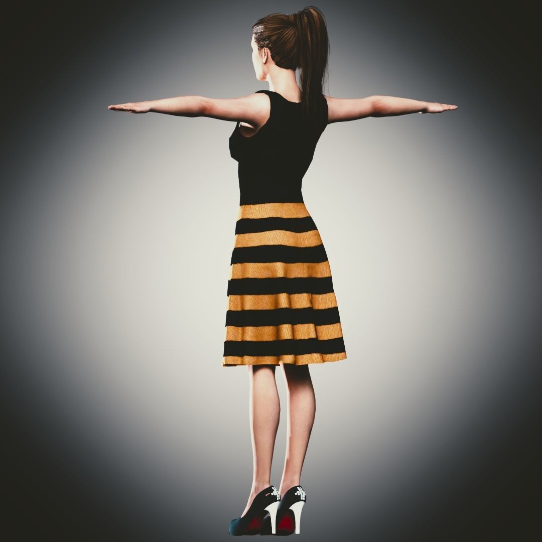 Rigged Clothed Woman 01 - with inner wears Low-poly 3D model_11
