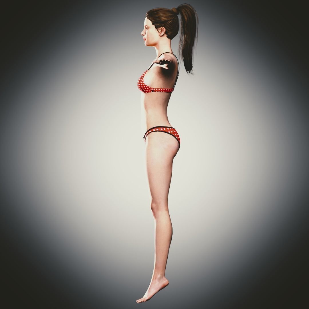 Rigged Clothed Woman 01 - with inner wears Low-poly 3D model_12