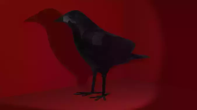 Low Poly Crow on wall