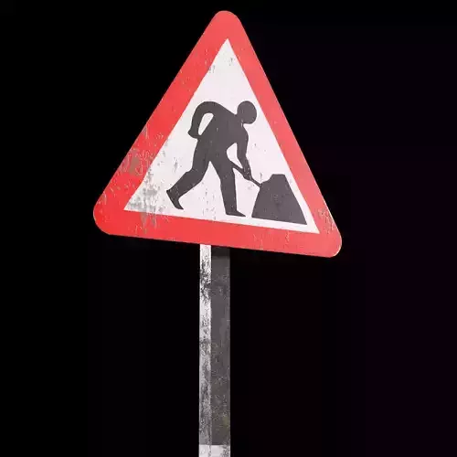 Men at work Roadsign Low-poly 3D model