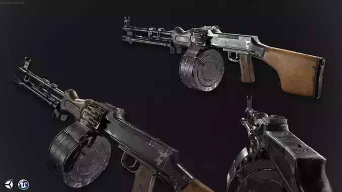 RPD machinegun Low-poly 3D model