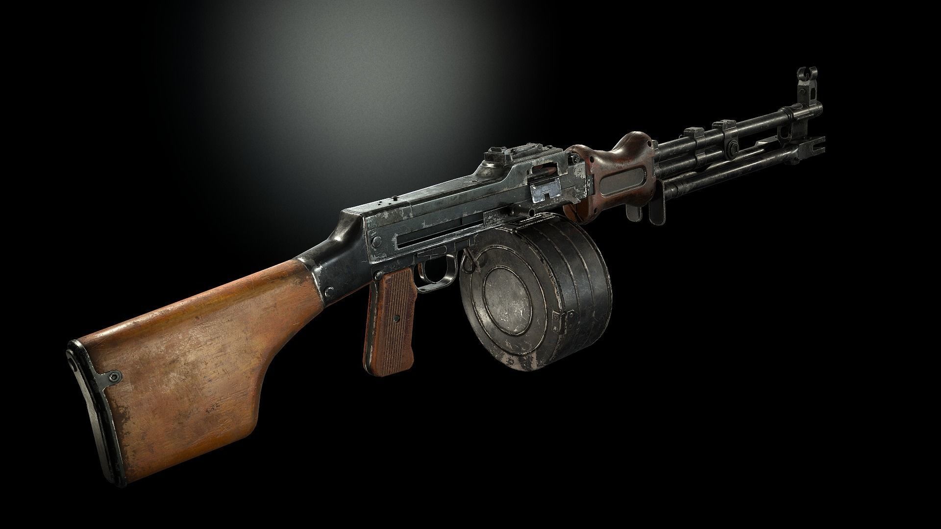 RPD machinegun Low-poly 3D model_4