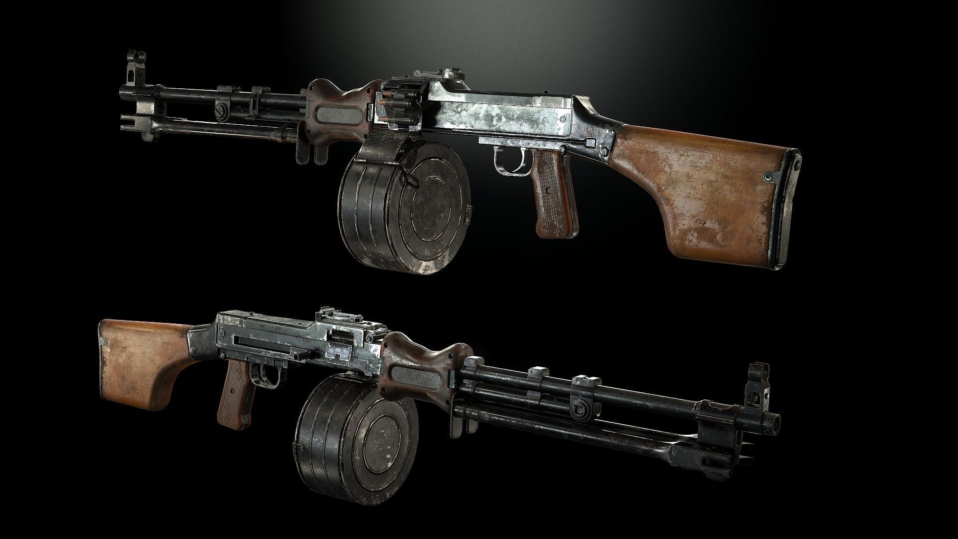 RPD machinegun Low-poly 3D model_6