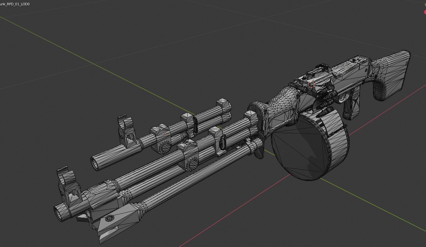 RPD machinegun Low-poly 3D model_8
