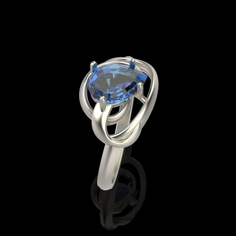 Women Ring with gem pear 3dm 3D print model 3D print model_42