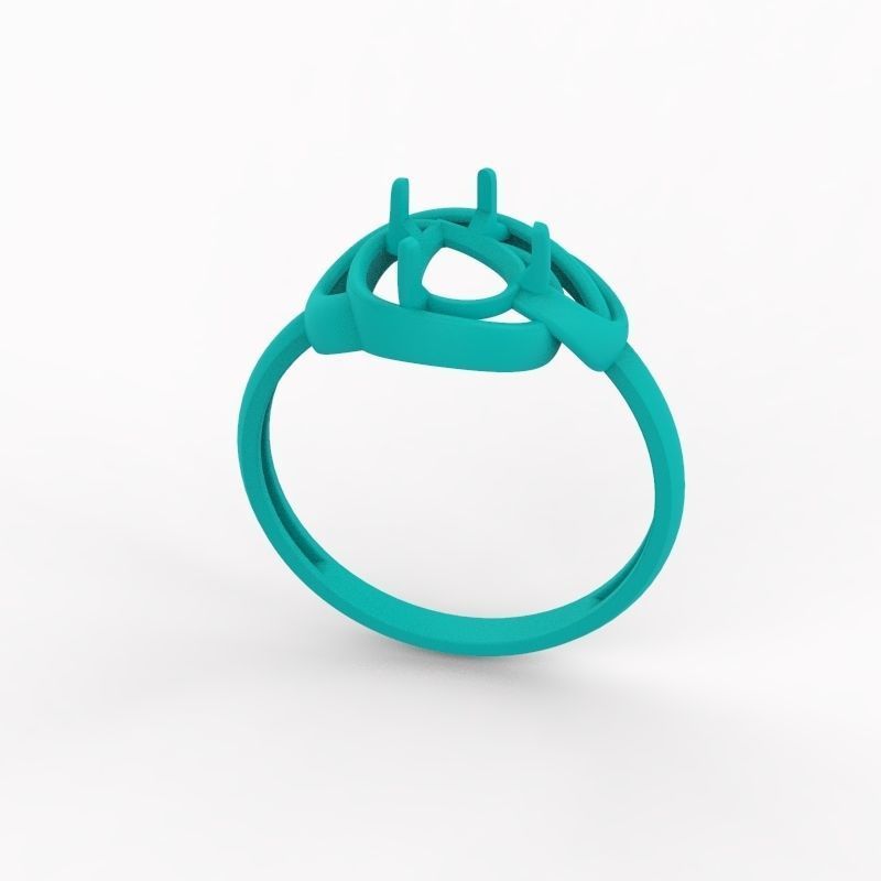 Women Ring with gem pear 3dm 3D print model 3D print model_16