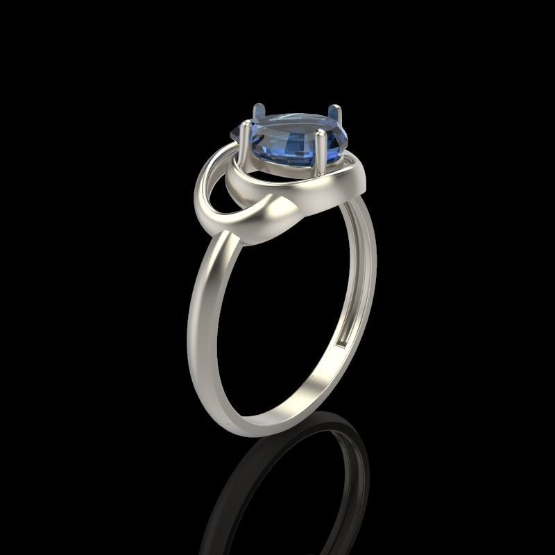 Women Ring with gem pear 3dm 3D print model 3D print model_4