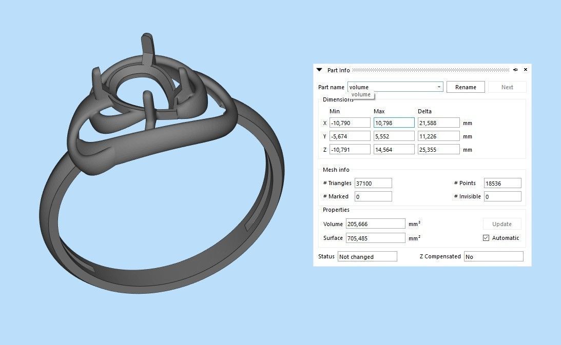 Women Ring with gem pear 3dm 3D print model 3D print model_33