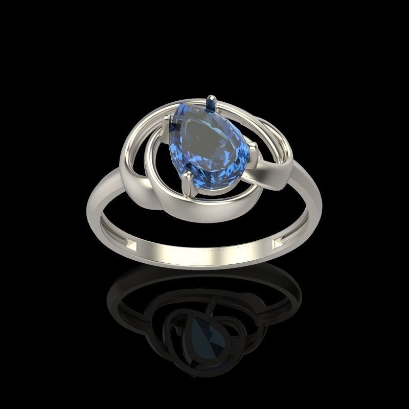 Women Ring with gem pear 3dm 3D print model 3D print model_39