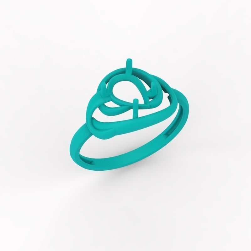 Women Ring with gem pear 3dm 3D print model 3D print model_13