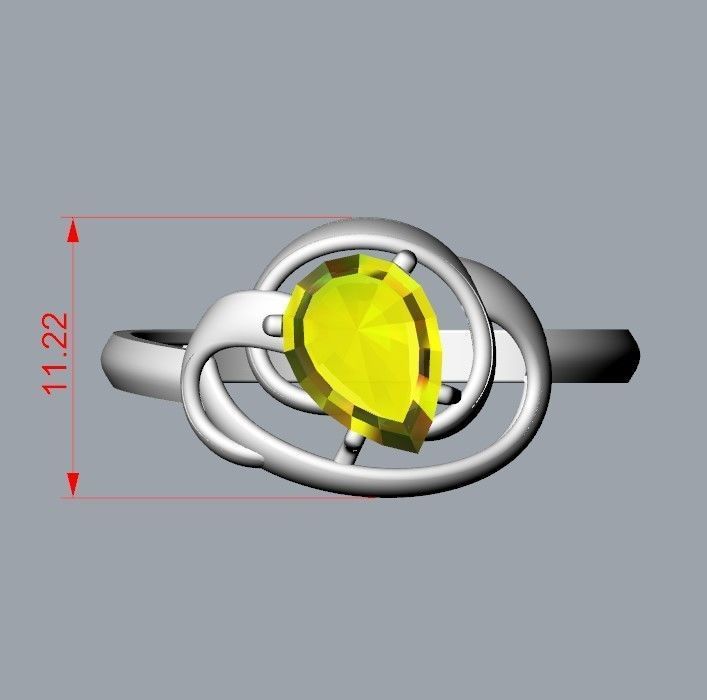 Women Ring with gem pear 3dm 3D print model 3D print model_30
