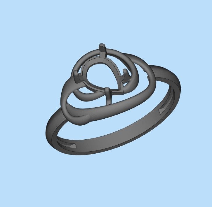 Women Ring with gem pear 3dm 3D print model 3D print model_27