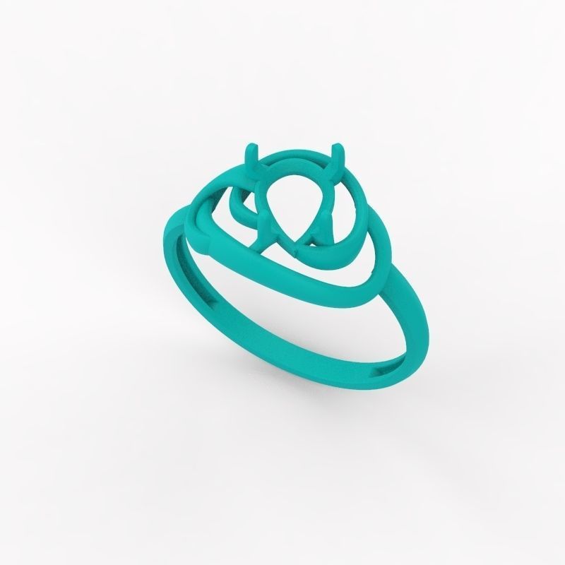 Women Ring with gem pear 3dm 3D print model 3D print model_12