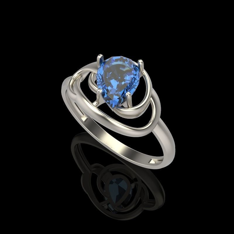Women Ring with gem pear 3dm 3D print model 3D print model_40