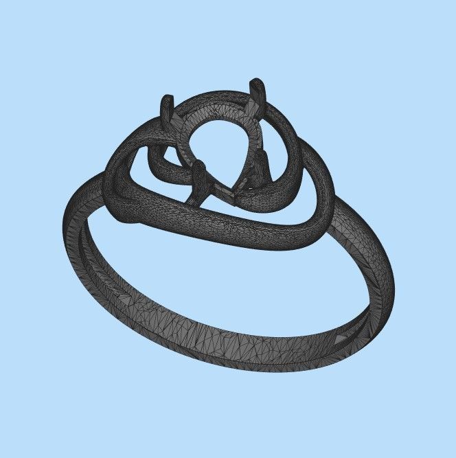 Women Ring with gem pear 3dm 3D print model 3D print model_34