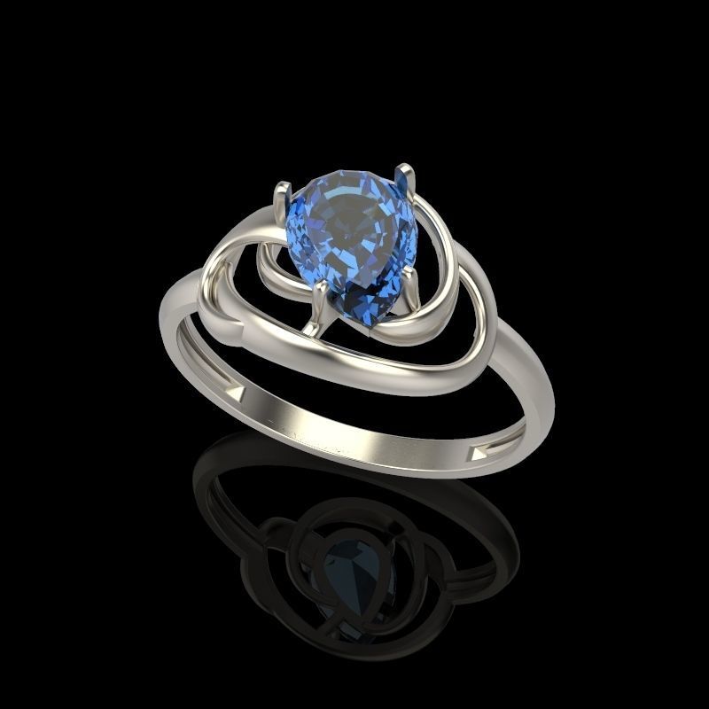 Women Ring with gem pear 3dm 3D print model 3D print model_37