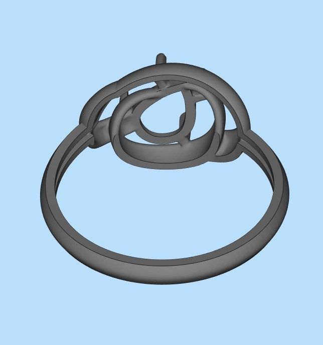 Women Ring with gem pear 3dm 3D print model 3D print model_35
