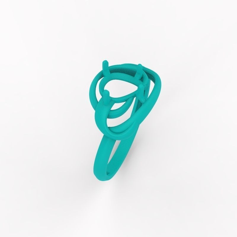Women Ring with gem pear 3dm 3D print model 3D print model_14