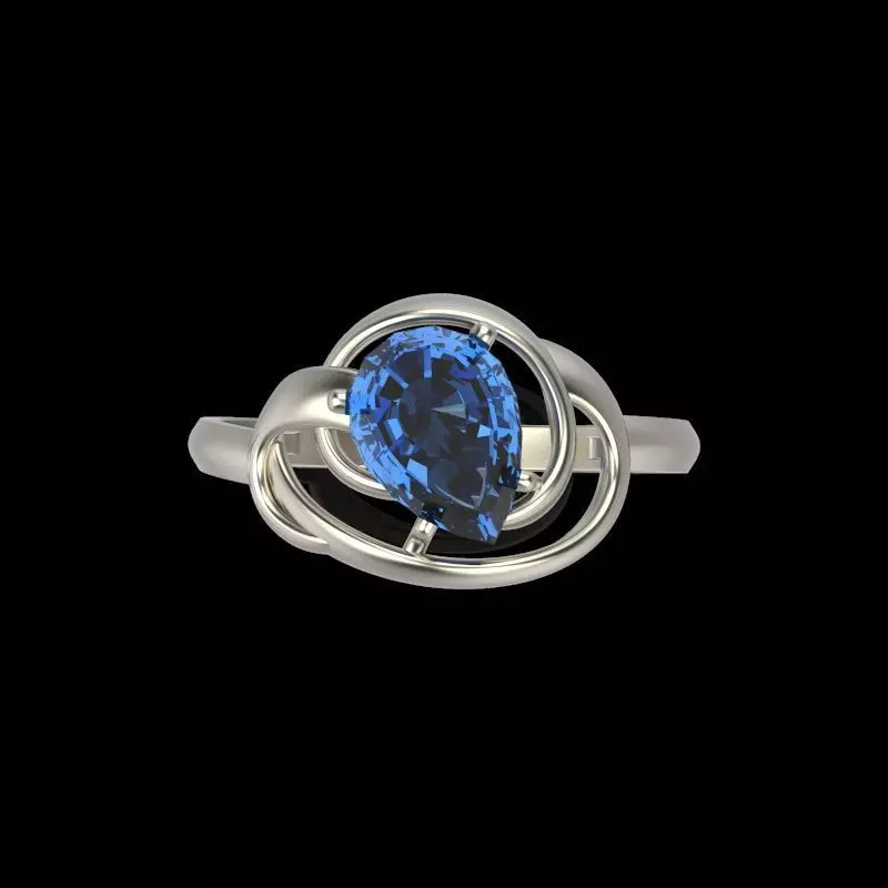 Women Ring with gem pear 3dm 3D print model 3D print model_0