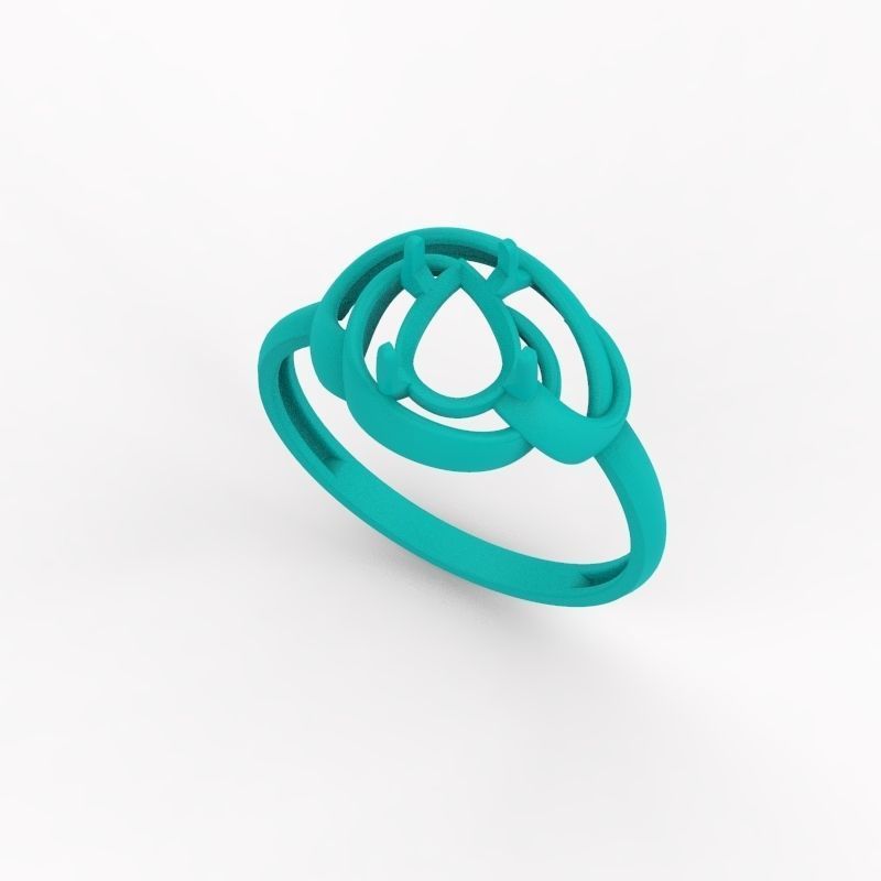 Women Ring with gem pear 3dm 3D print model 3D print model_15