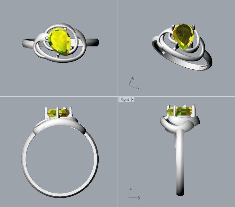 Women Ring with gem pear 3dm 3D print model 3D print model_22