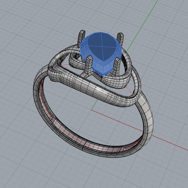 Women Ring with gem pear 3dm 3D print model 3D print model_31