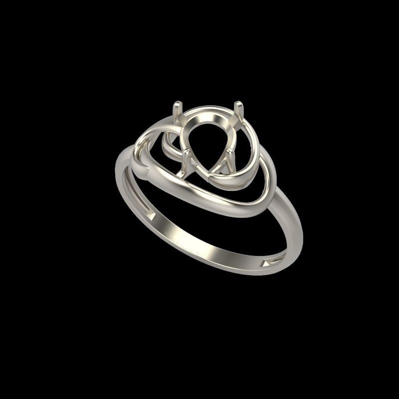 Women Ring with gem pear 3dm 3D print model 3D print model_11
