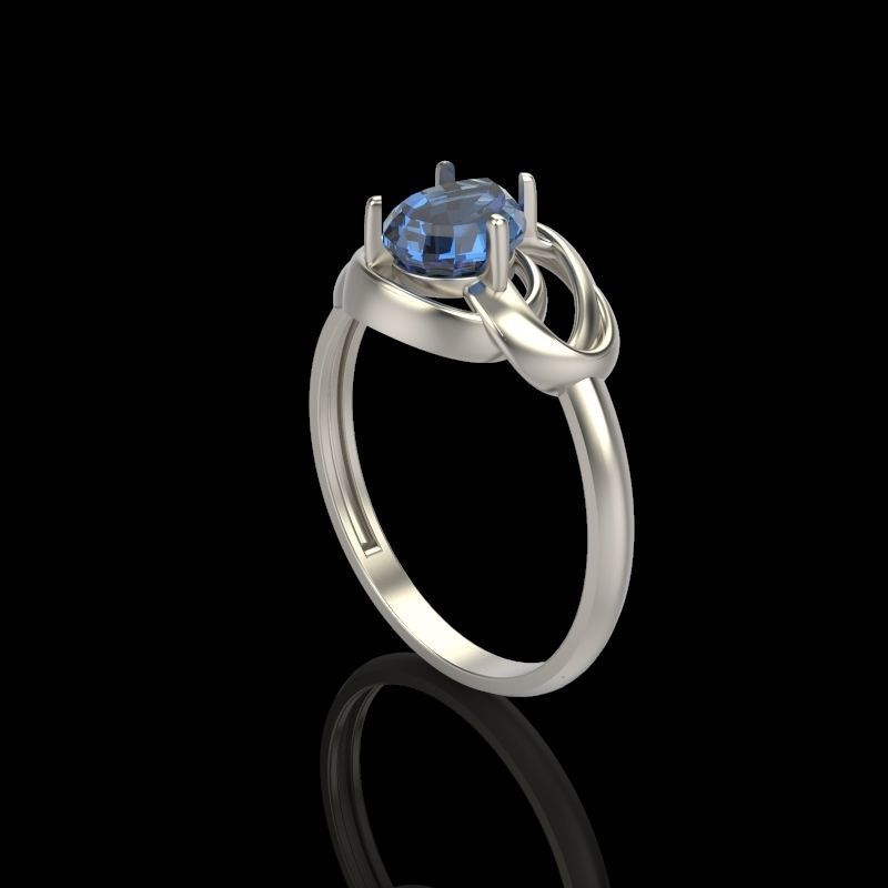 Women Ring with gem pear 3dm 3D print model 3D print model_6