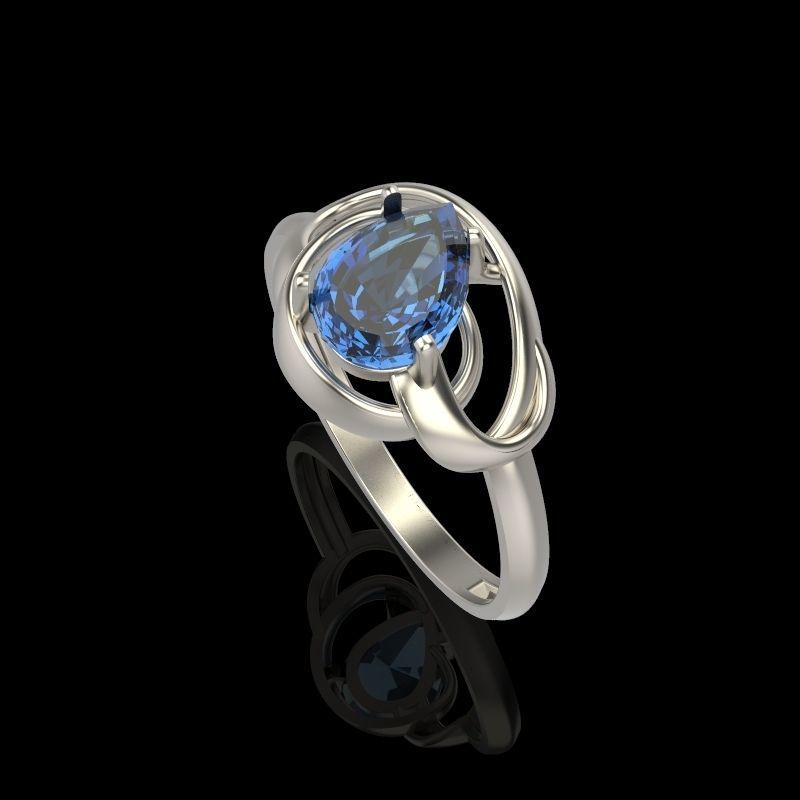 Women Ring with gem pear 3dm 3D print model 3D print model_41