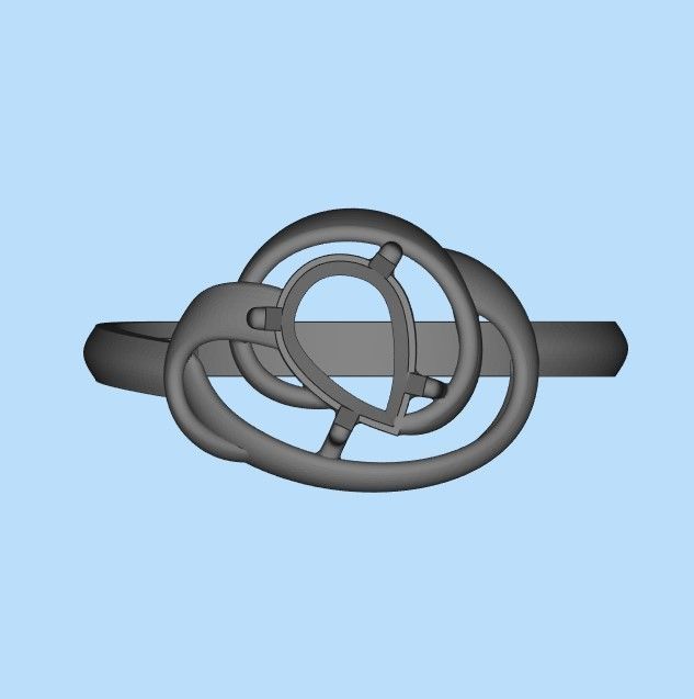 Women Ring with gem pear 3dm 3D print model 3D print model_36