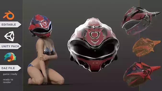 red modern sci-fi helmet SciMet 