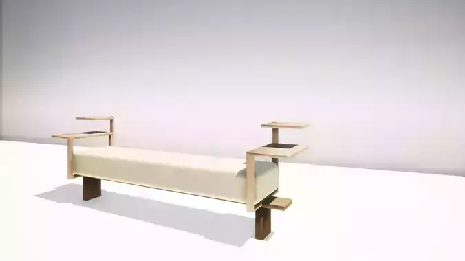 A Sofa bench with shelves