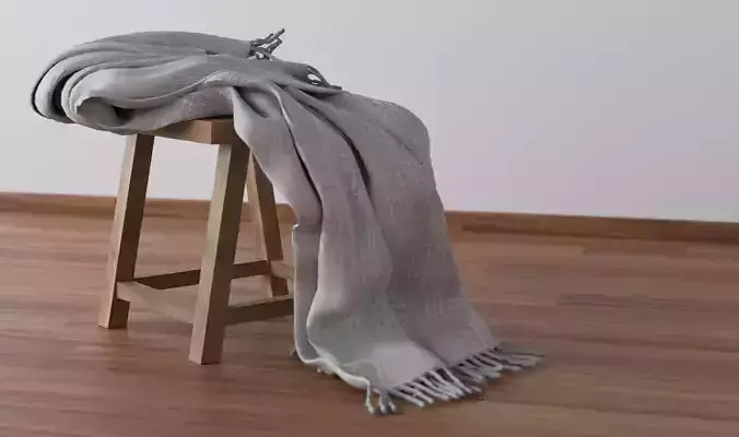 Stool with blanket 3D Model - Seat Free 3D model