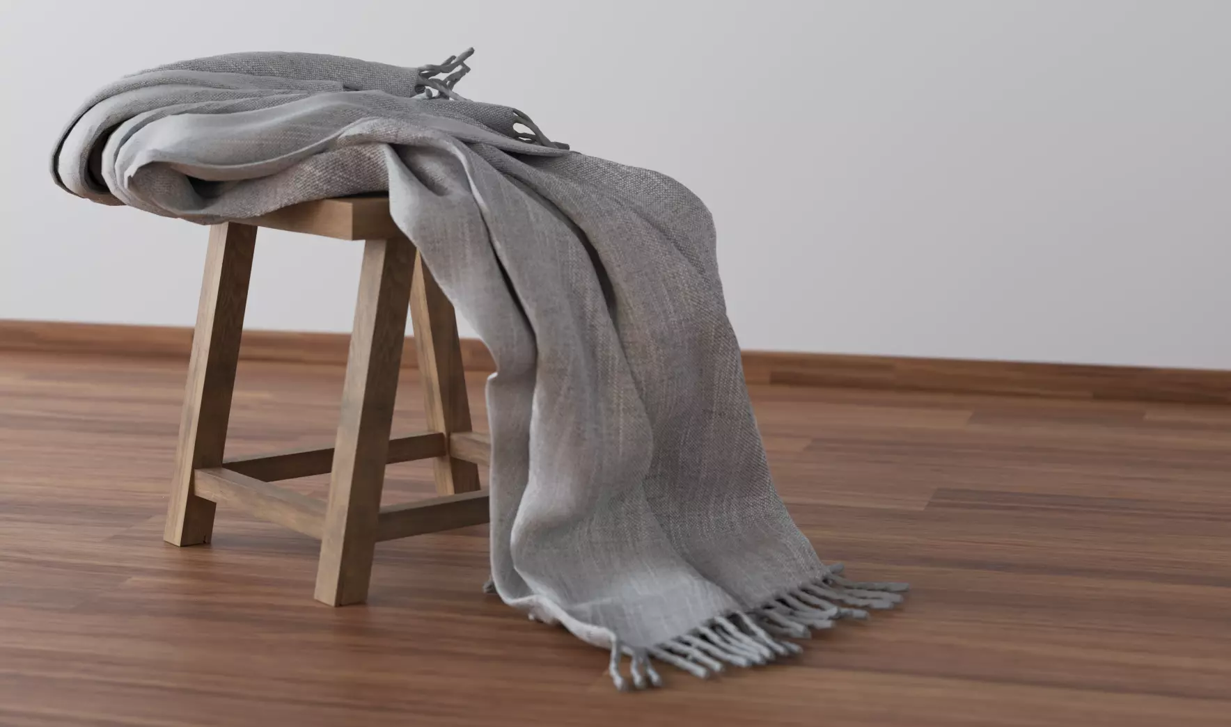 Stool with blanket 3D Model - Seat Free 3D model_0