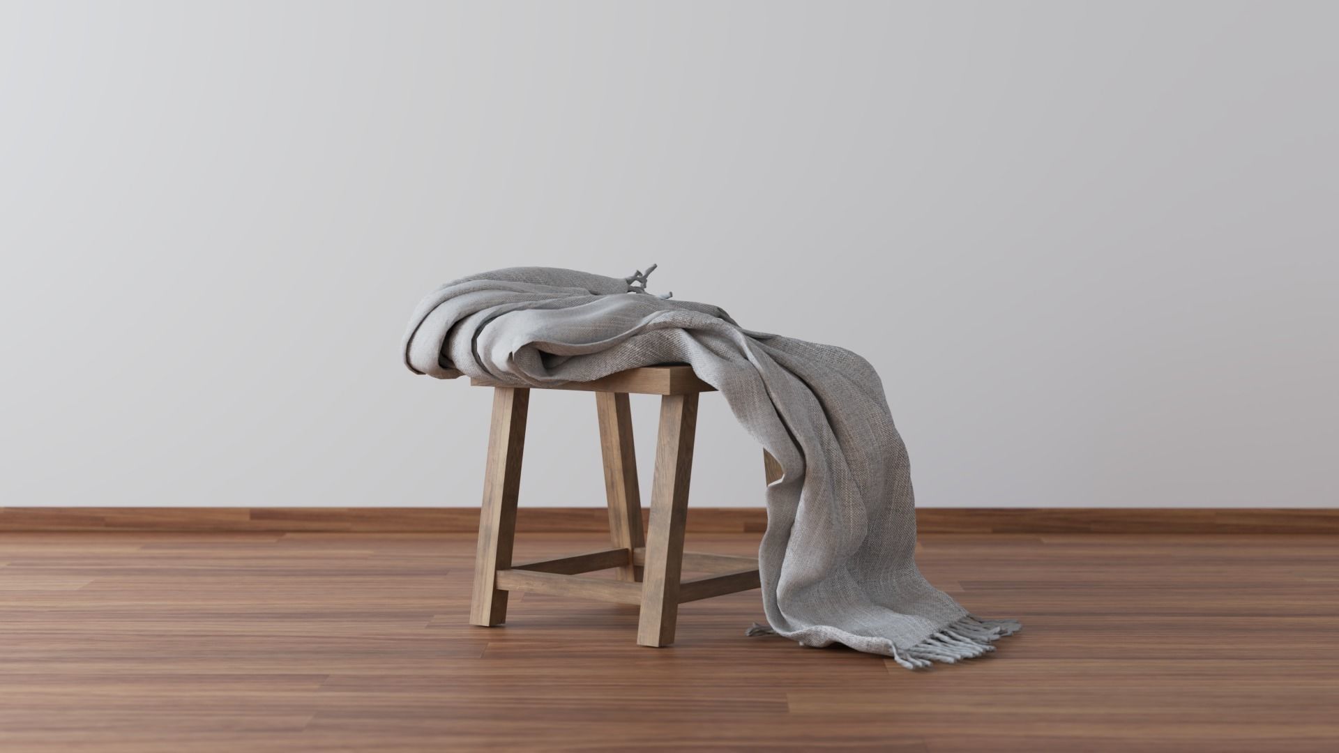 Stool with blanket 3D Model - Seat Free 3D model_1