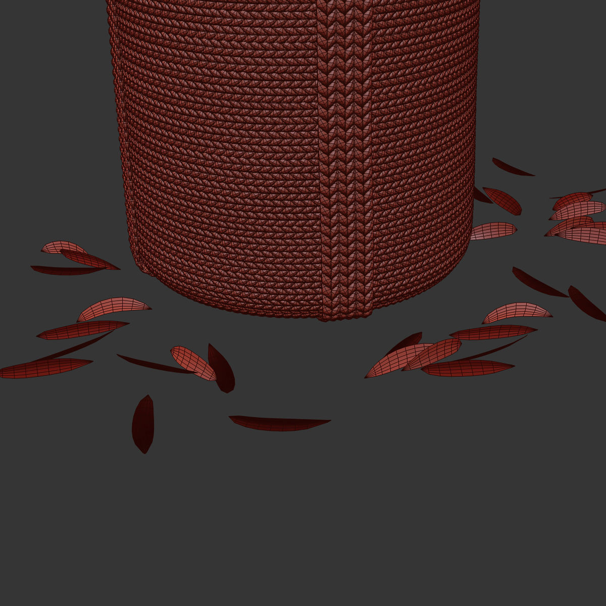 Wicker basket containing the delicate olive tree in pastel tones 3D model_5